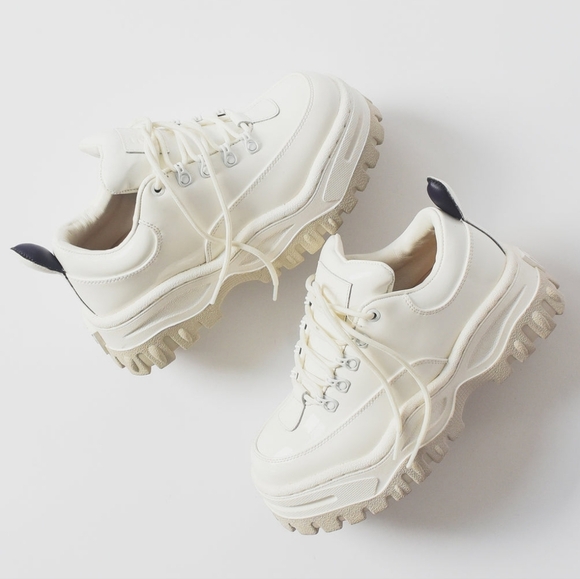 Eytys Angel Patent Leather White Chunky Platform Low Top Sneaker in White Sz 6 - Picture 1 of 16